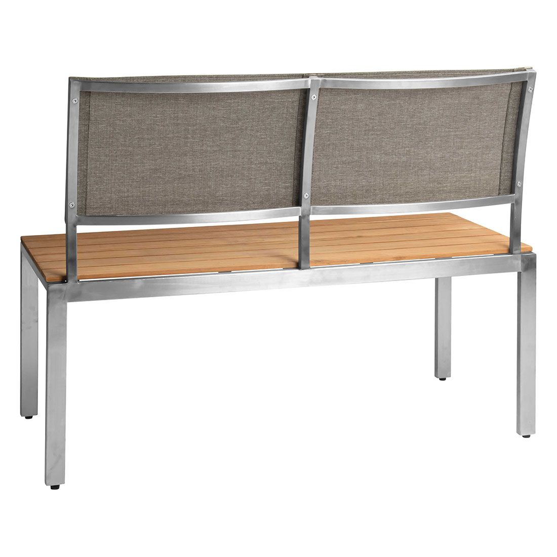Hagebenk Viona rustfritt stål/teak 110 cm bakside