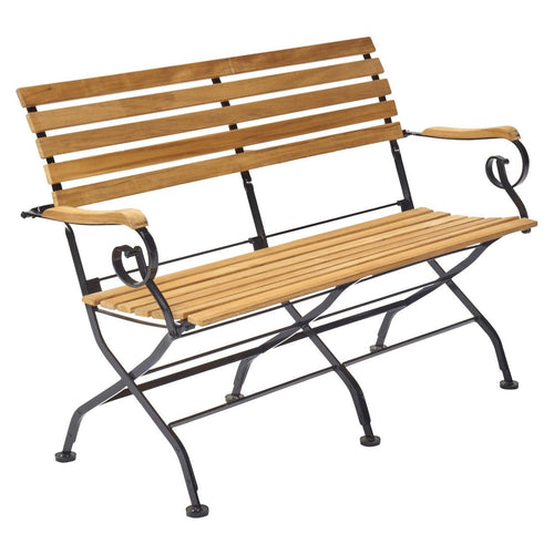 Hagebenk Wimbledon sammenleggbar stål/teak forfra