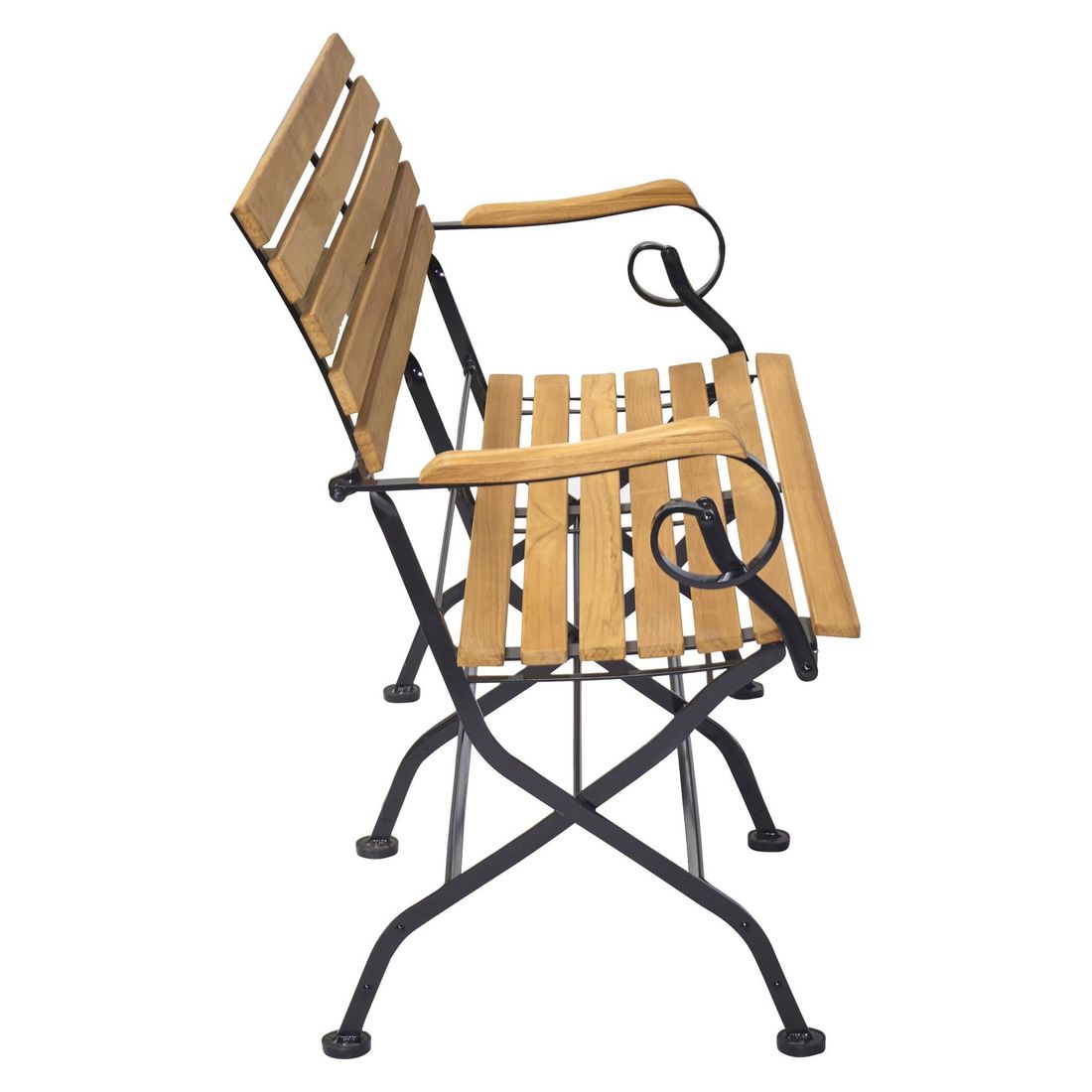 Detaljbilde av teak sitteflate på Hagebenk Wimbledon sammenleggbar stål/teak