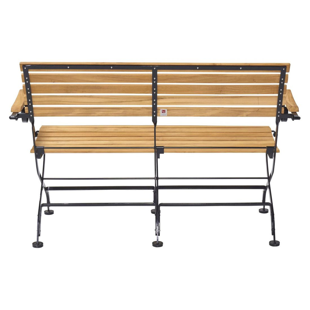 Nærbilde av sammenleggbar mekanisme på Hagebenk Wimbledon sammenleggbar stål/teak
