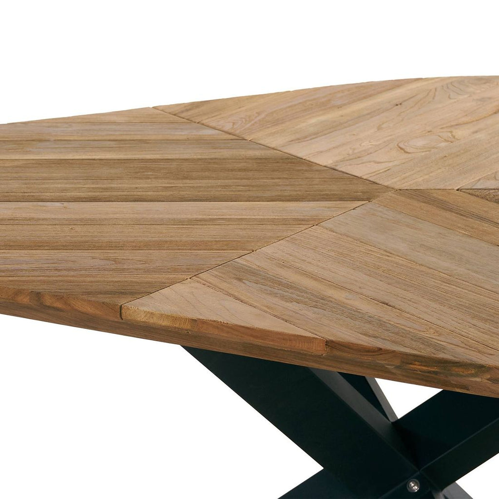 Hagebord 150x160 cm aluminium/resirkulert teak - OUTLIV montert på terrasse