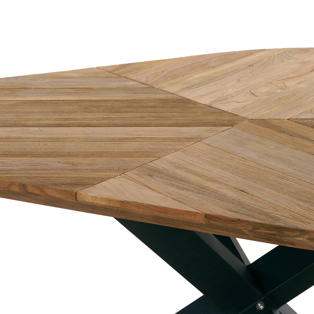 Hagebord 150x160 cm aluminium/resirkulert teak - OUTLIV montert på terrasse