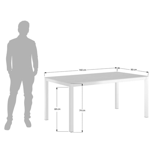 Hagebord 160x90 cm aluminium glasskeramikk sølv bakside