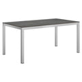 Hagebord 160x90 cm aluminium HPL sølv - OUTLIV forfra
