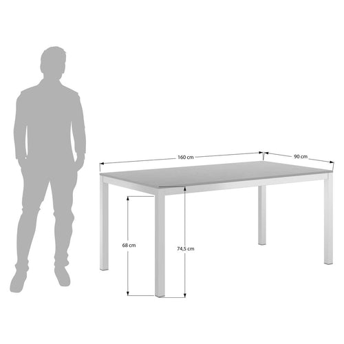 Hagebord 160x90 cm aluminium HPL sølv - OUTLIV bakside
