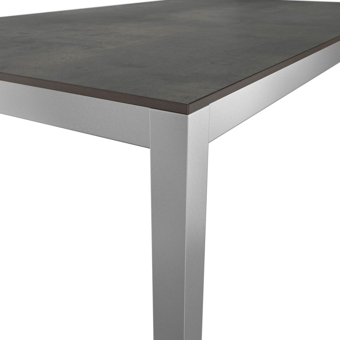 Sidevisning av Hagebord 160x90 cm aluminium HPL sølv - OUTLIV