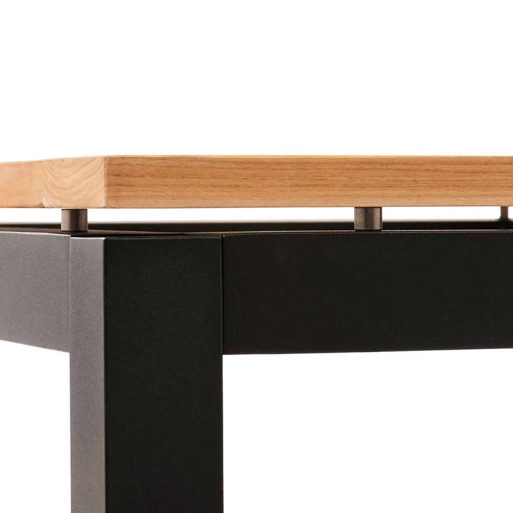 Hagebord 160x90 cm aluminium og teak svart - Stern nærbilde av materialer