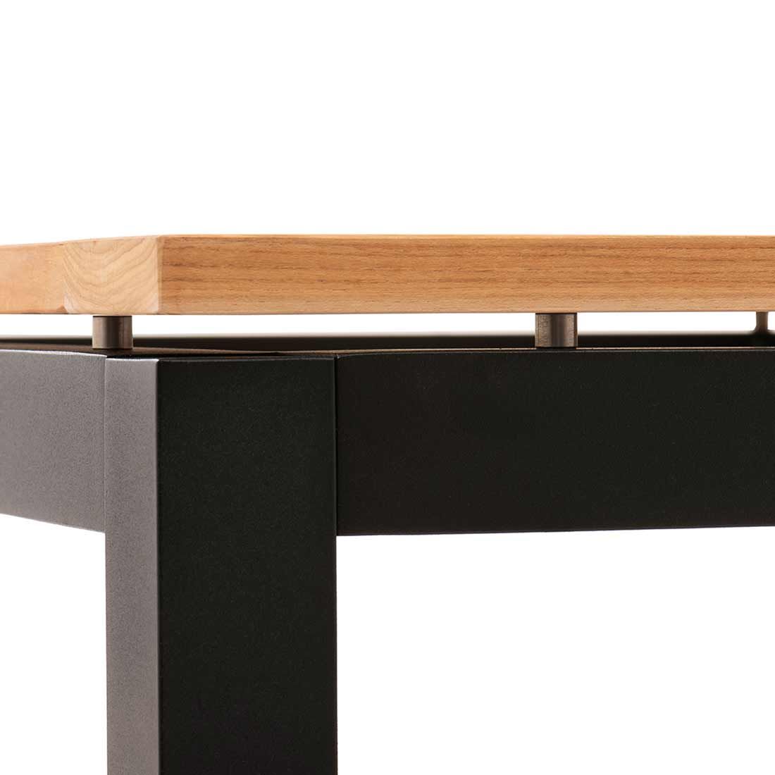 Hagebord 160x90 cm aluminium og teak svart - Stern nærbilde av materialer