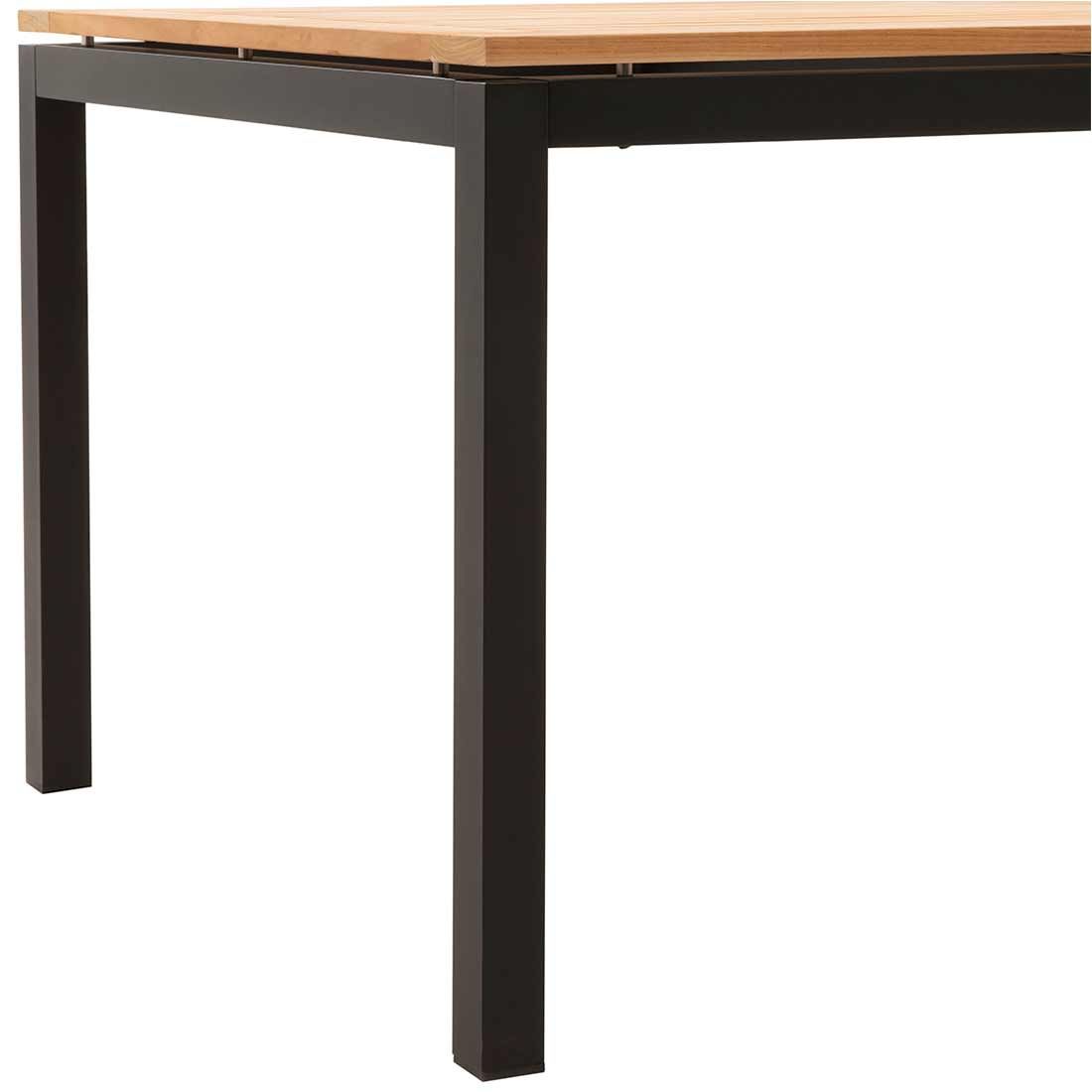 Hagebord 160x90 cm aluminium og teak svart - Stern svart aluminiumsramme