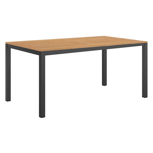 Hagebord 160x90 cm aluminium/teak antrasitt forfra