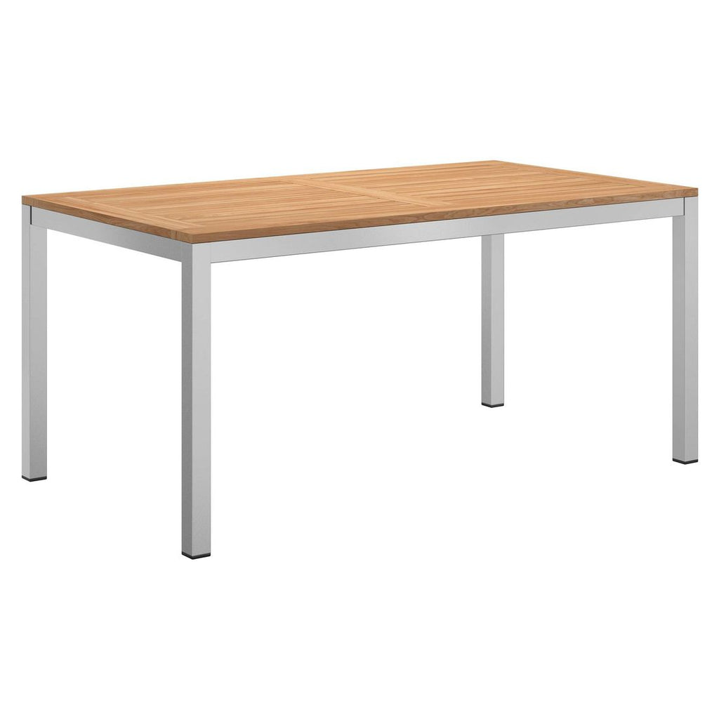 Hagebord 160x90 cm aluminium/teak - OUTLIV forfra