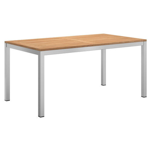 Hagebord 160x90 cm aluminium/teak - OUTLIV forfra