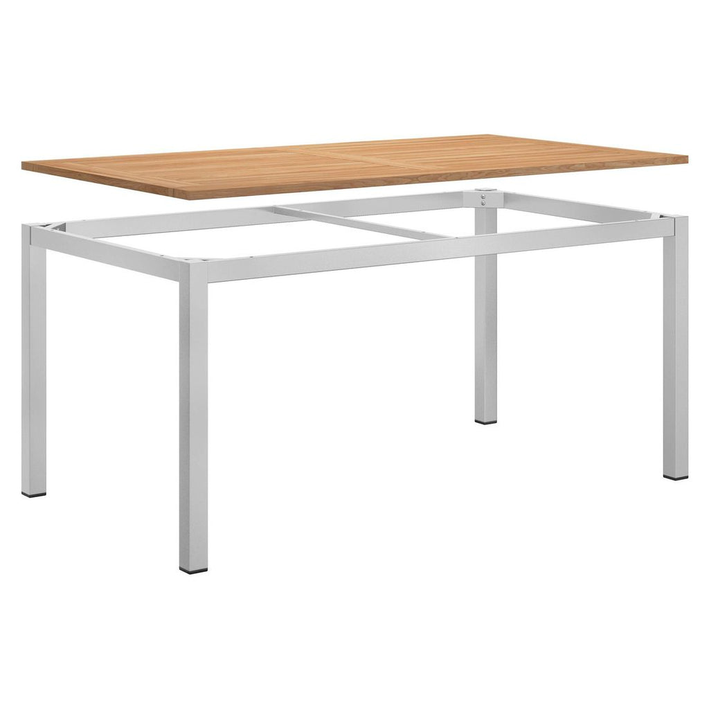 Nærbilde av aluminiumsramme på Hagebord 160x90 cm aluminium/teak - OUTLIV