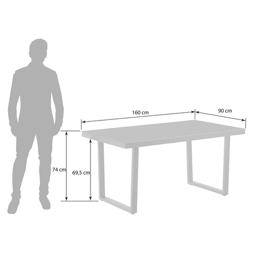Hagebord 160x90 cm rustfritt stål/Dekton antrasitt bakside