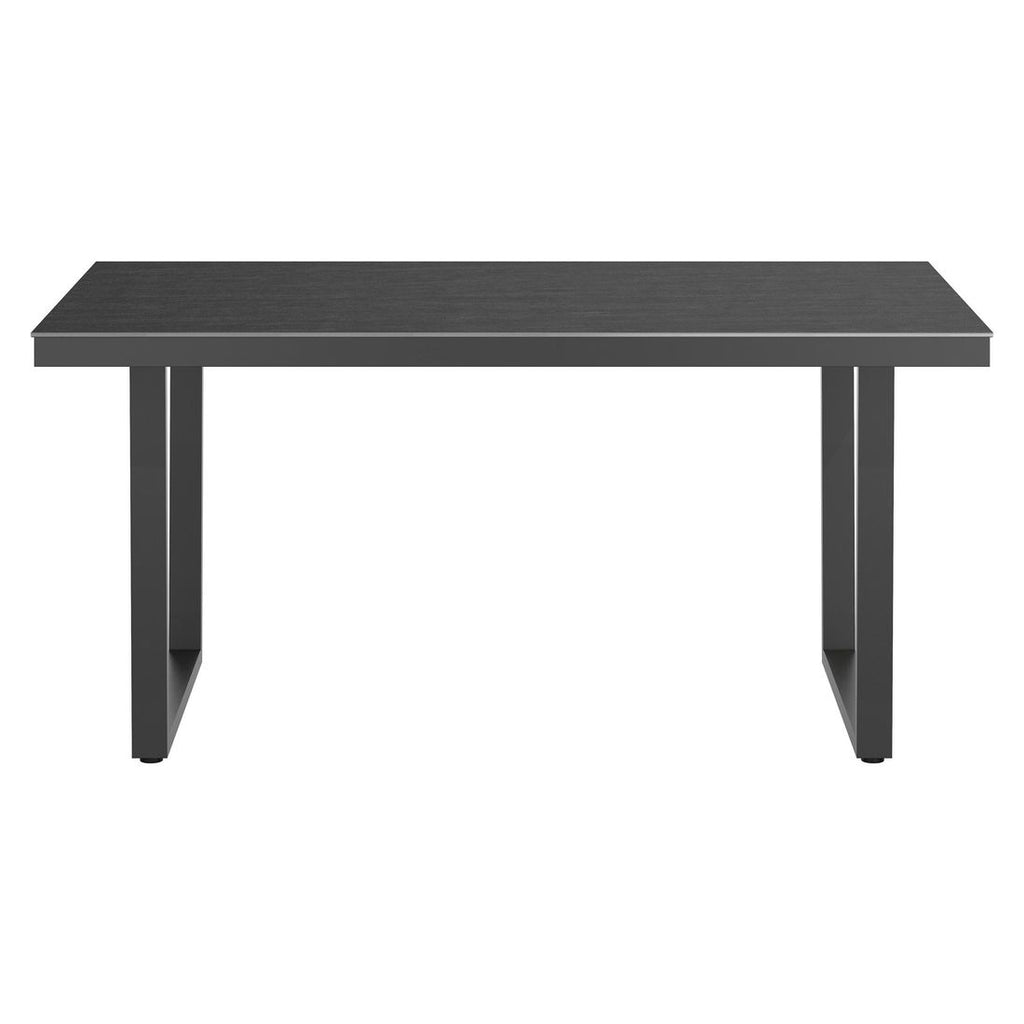 Detalj av bordplate på Hagebord 160x90 cm rustfritt stål/Dekton antrasitt