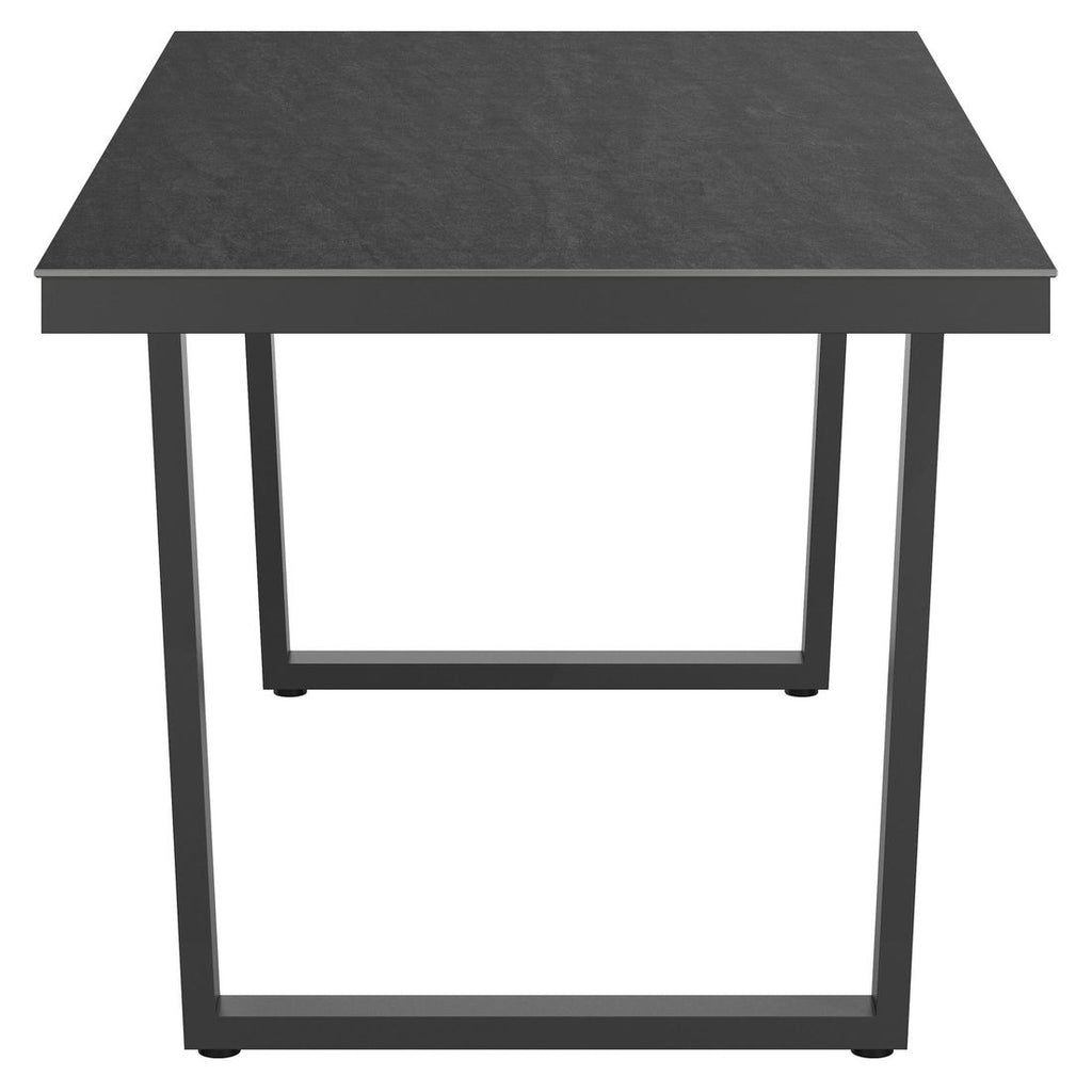 Montert Hagebord 160x90 cm rustfritt stål/Dekton antrasitt på terrasse