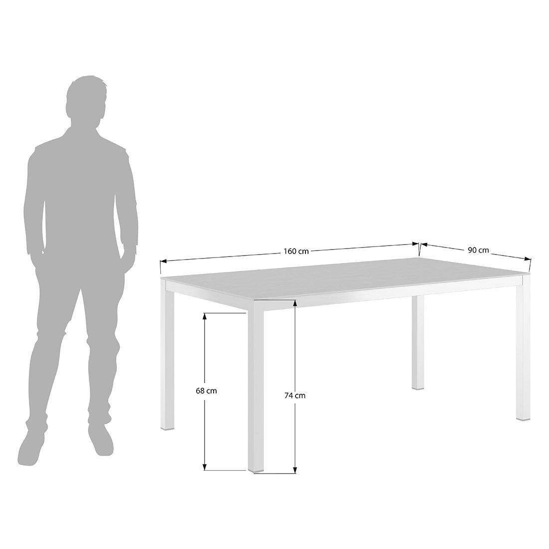 Hagebord 160x90 cm rustfritt stål/Dekton - OUTLIV med stoler