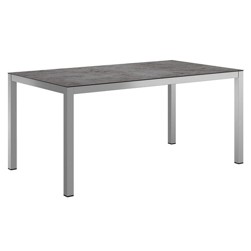Hagebord 160x90 cm rustfritt stål/glasskeramikk - OUTLIV forfra