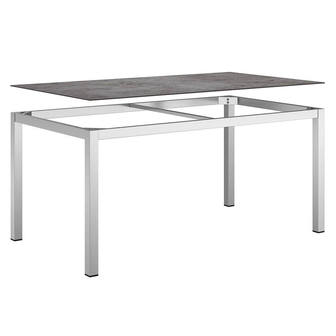Montert Hagebord 160x90 cm rustfritt stål/glasskeramikk - OUTLIV på terrasse