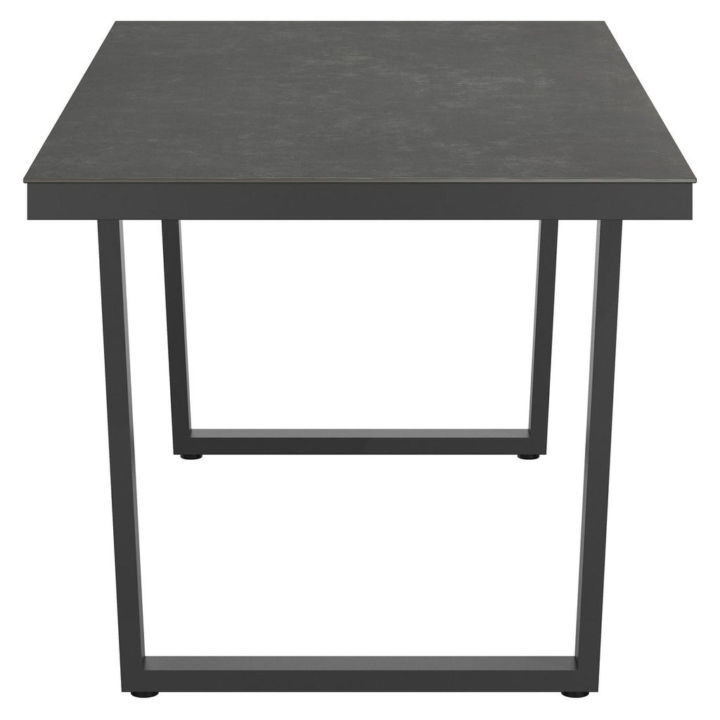 Nærbilde av ben og ramme på Hagebord 160x90 cm rustfritt stål/glasskeramikk - OUTLIV