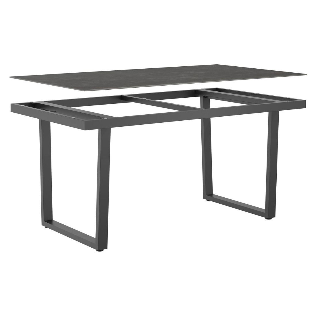 Montert Hagebord 160x90 cm rustfritt stål/glasskeramikk - OUTLIV på terrasse
