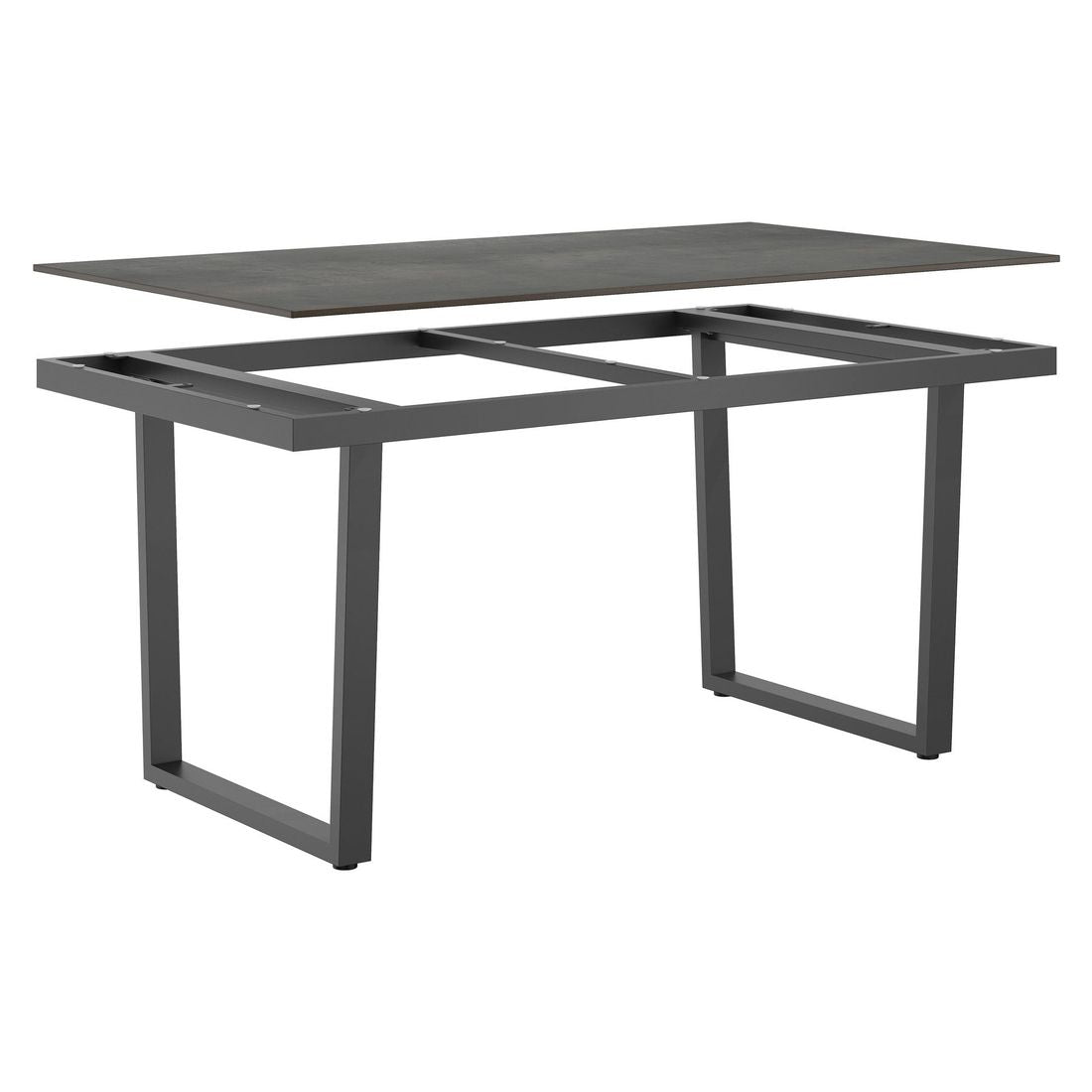 Nærbilde av rustfritt stålkonstruksjon på Hagebord 160x90 cm rustfritt stål HPL antrasitt
