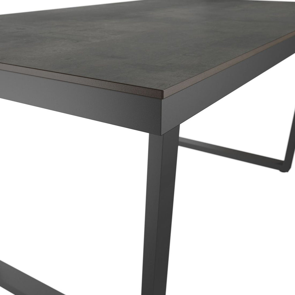 Hagebord 160x90 cm rustfritt stål HPL antrasitt vist i hagemiljø