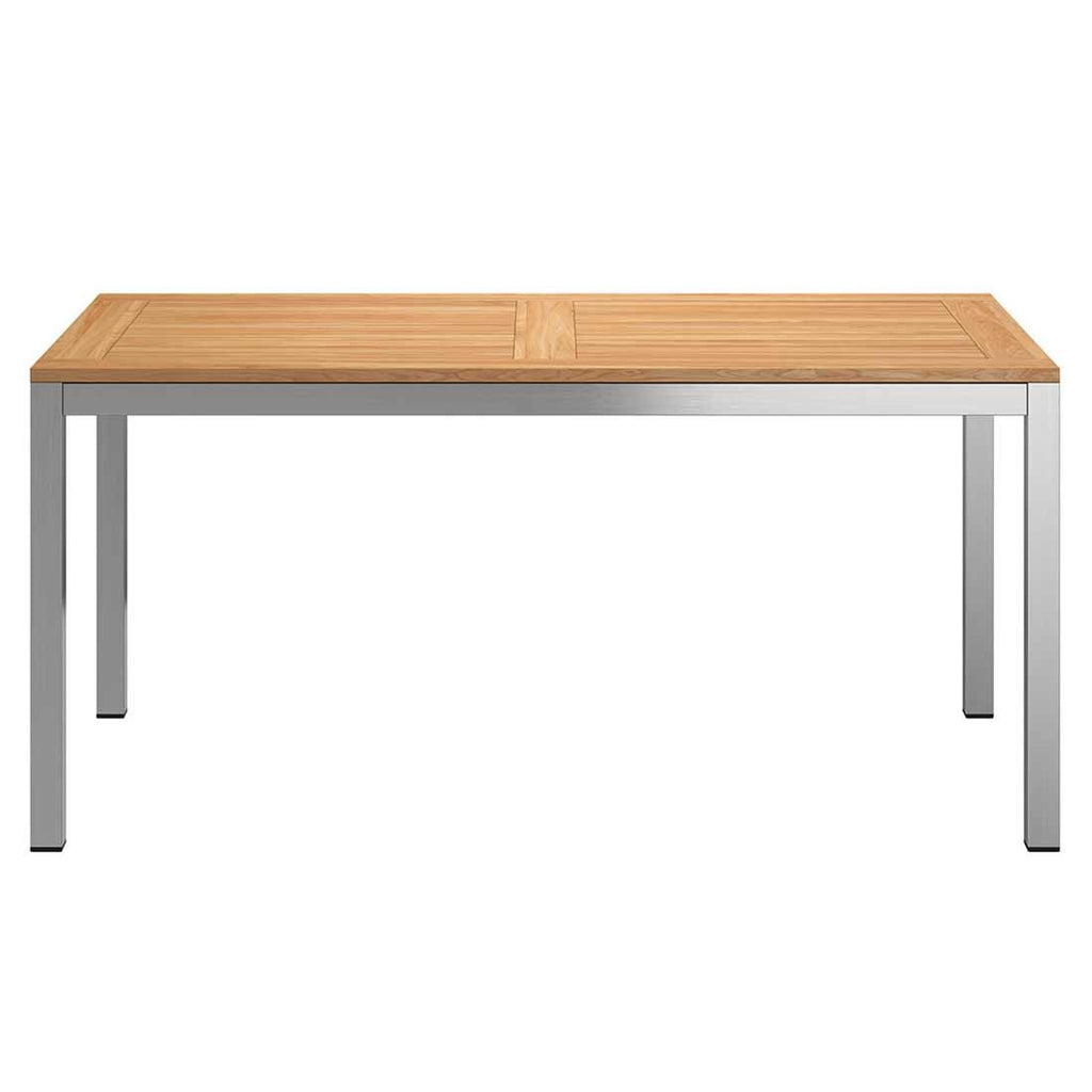 Hagebord 160x90 cm rustfritt stål og teak bakside