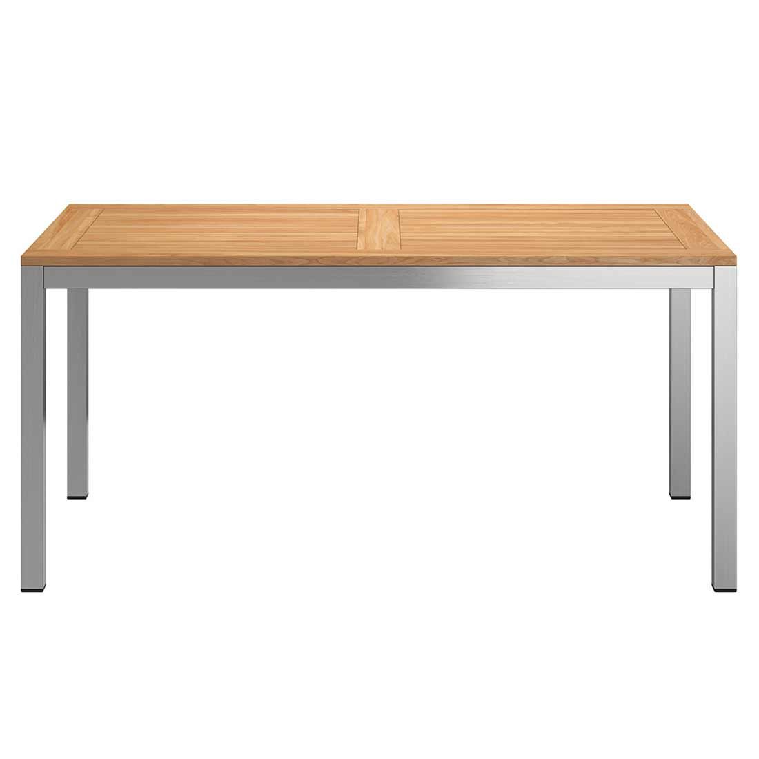 Hagebord 160x90 cm rustfritt stål og teak bakside