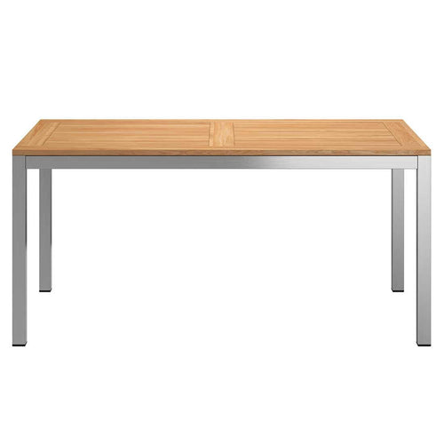 Hagebord 160x90 cm rustfritt stål og teak bakside