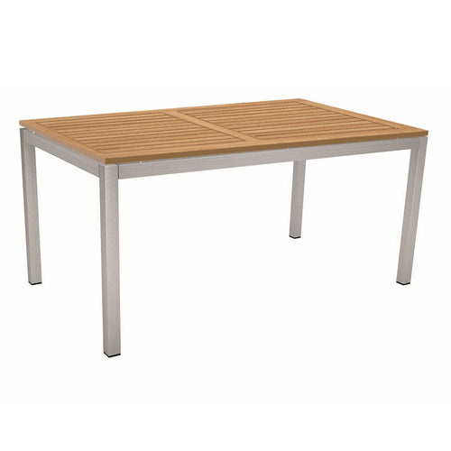 Hagebord 160x90 cm rustfritt stål og teak - Stern forfra