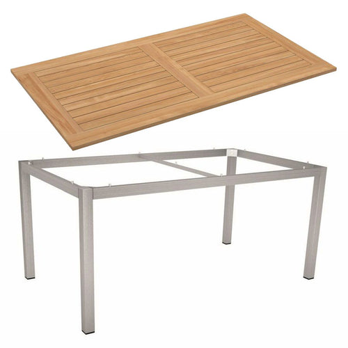 Hagebord 160x90 cm rustfritt stål og teak - Stern bakside