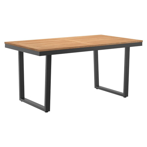 Hagebord 160x90 cm rustfritt stål/teak - OUTLIV forfra