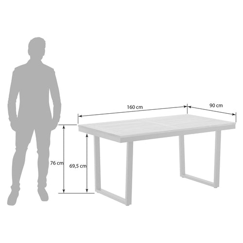 Hagebord 160x90 cm rustfritt stål/teak - OUTLIV bakside