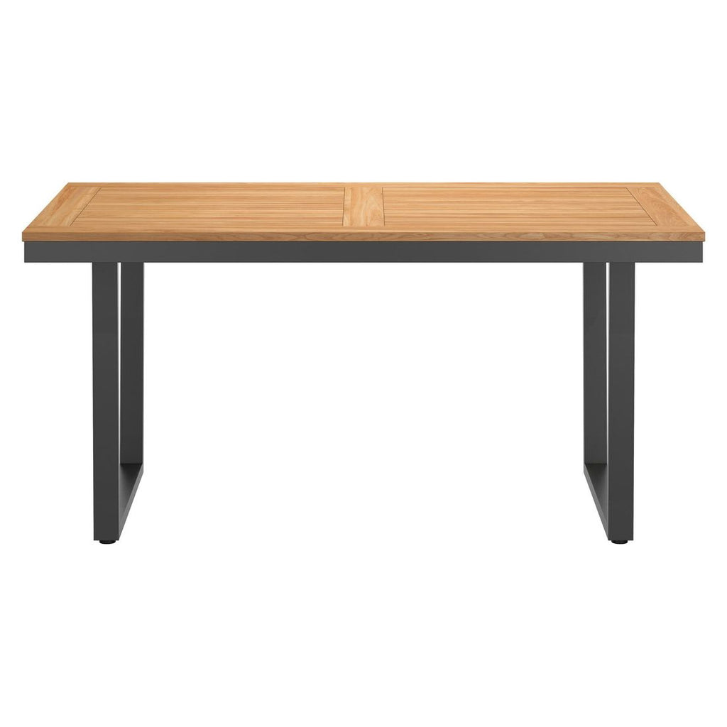 Hagebord 160x90 cm rustfritt stål/teak - OUTLIV detalj teakplate