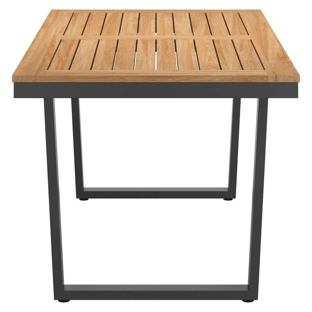 Hagebord 160x90 cm rustfritt stål/teak - OUTLIV ben understell