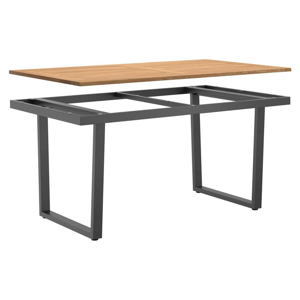 Hagebord 160x90 cm rustfritt stål/teak - OUTLIV montert i hage