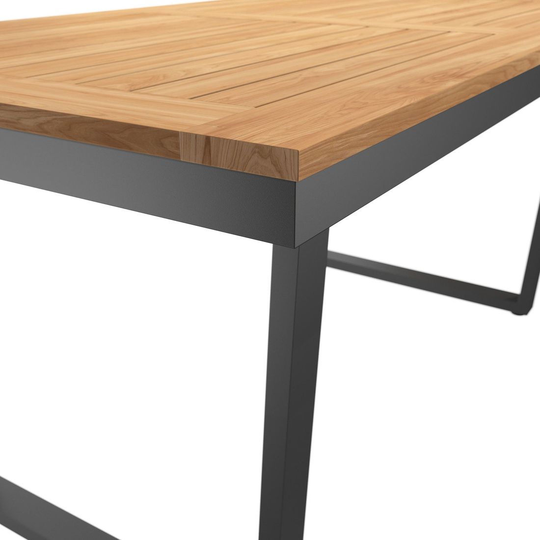 Hagebord 160x90 cm rustfritt stål/teak - OUTLIV nærbilde av stålramme