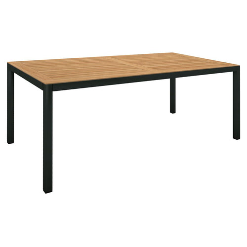 Hagebord 200x100 cm aluminium og teak svart - Stern forfra