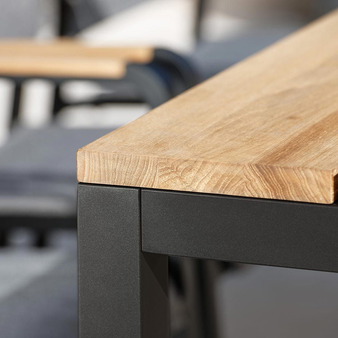 Hagebord 200x100 cm aluminium og teak svart - Stern med hagemøbler
