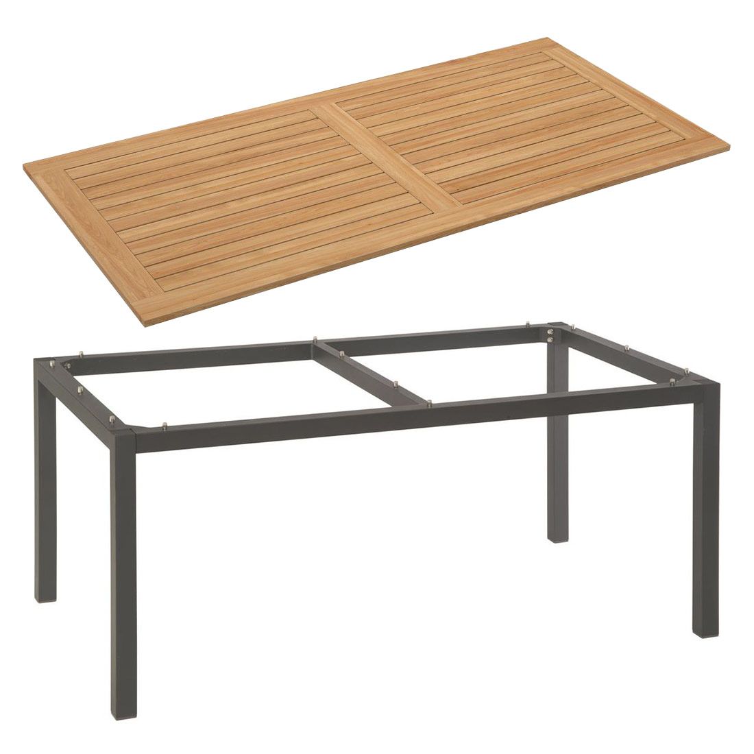 Hagebord aluminium/teak 200x100 cm antrasitt - Stern bakside