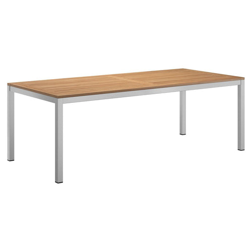 Hagebord 220x100 cm aluminium/teak - OUTLIV forfra