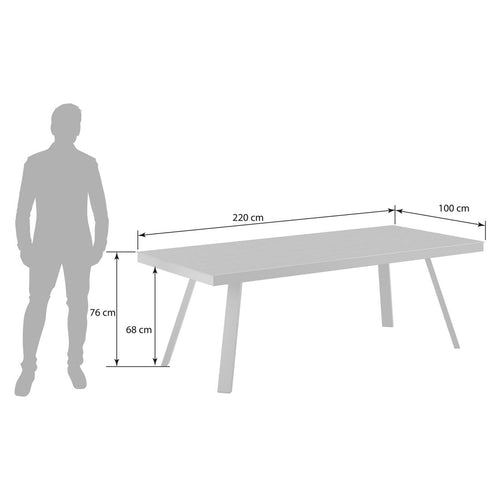 Hagebord 220x100 cm aluminium/Dekton antrasitt bakside