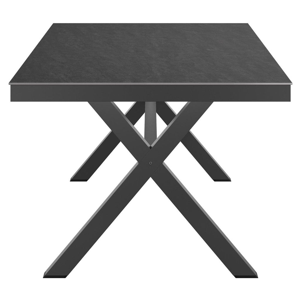 Hagebord 220x100 cm aluminium/Dekton antrasitt - OUTLIV montert på terrasse