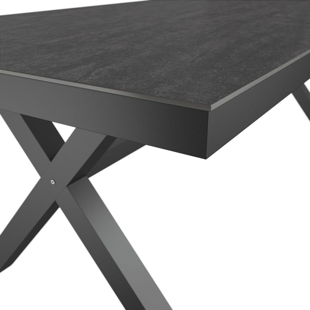Hagebord 220x100 cm aluminium/Dekton antrasitt - OUTLIV sideprofil