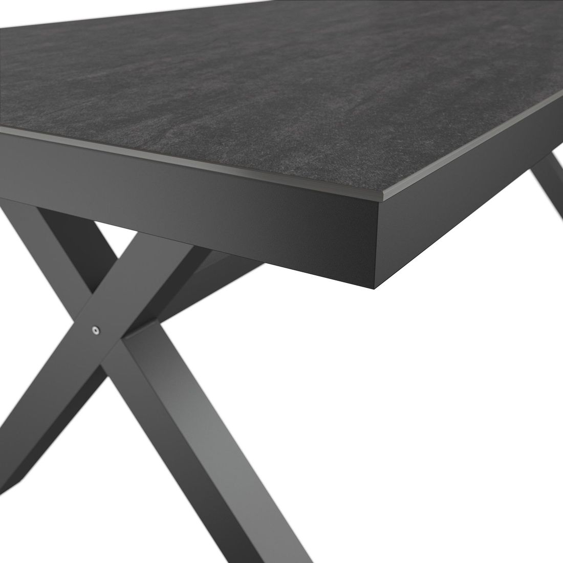 Hagebord 220x100 cm aluminium/Dekton antrasitt - OUTLIV sideprofil
