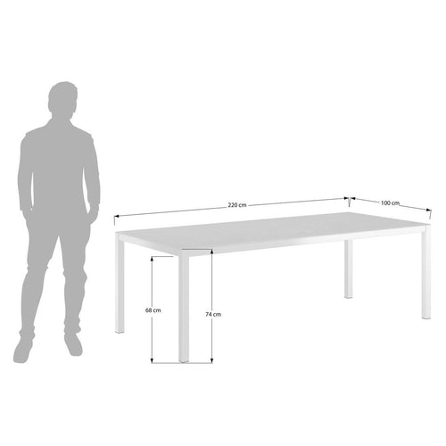 Hagebord 220x100 cm aluminium/glasskeramikk sølv - OUTLIV bakside