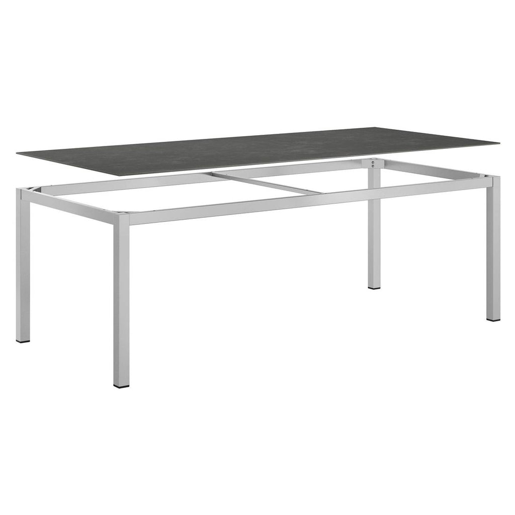 Montert Hagebord 220x100 cm aluminium/glasskeramikk sølv - OUTLIV i hage
