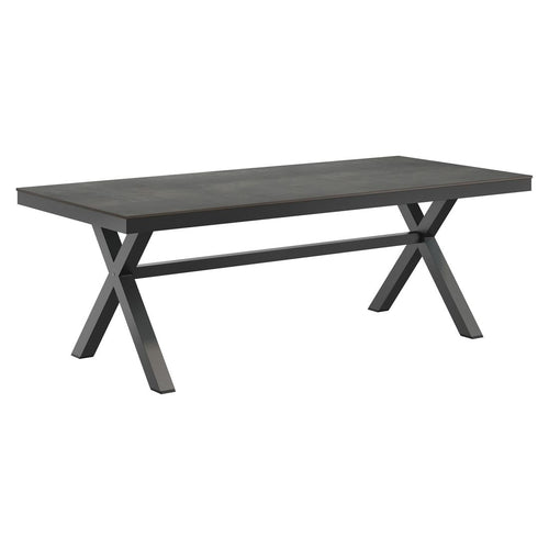 Hagebord 220x100 cm aluminium HPL antrasitt forfra