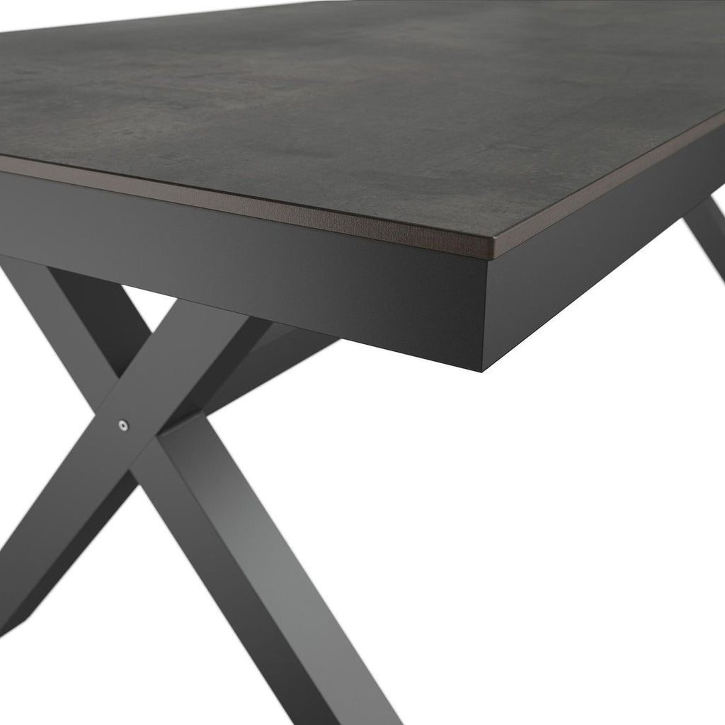 Hagebord 220x100 cm aluminium HPL antrasitt med hageutstyr